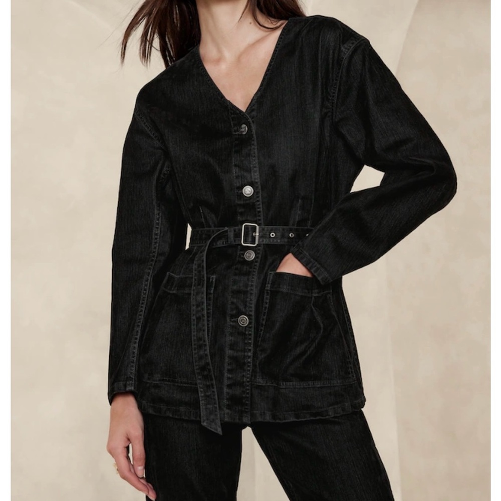 Banana Republic Black Denim Jacket (Size Small)